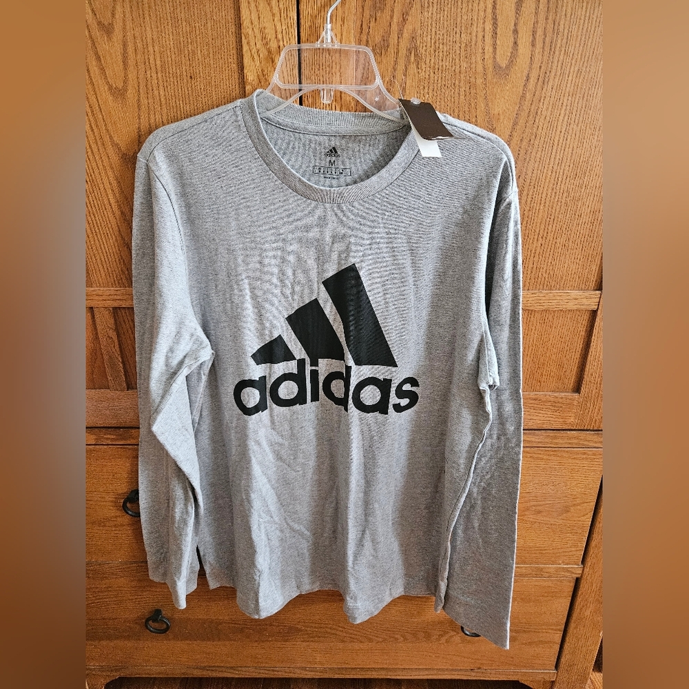 Adidas Gray Long Sleeve Crew with Black Logo